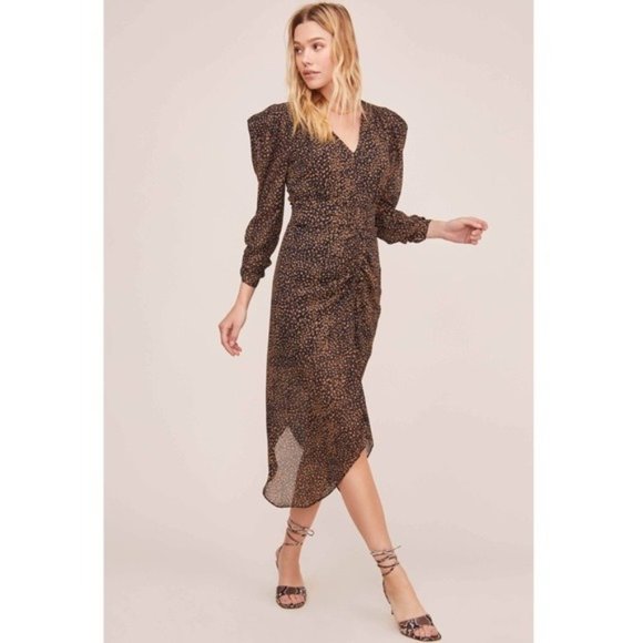 Posijego Women's Wrap V Neck Mini Dress Long Sleeve Ruffle Hem A-Line Dress Belted Flowy Skater Dresses
